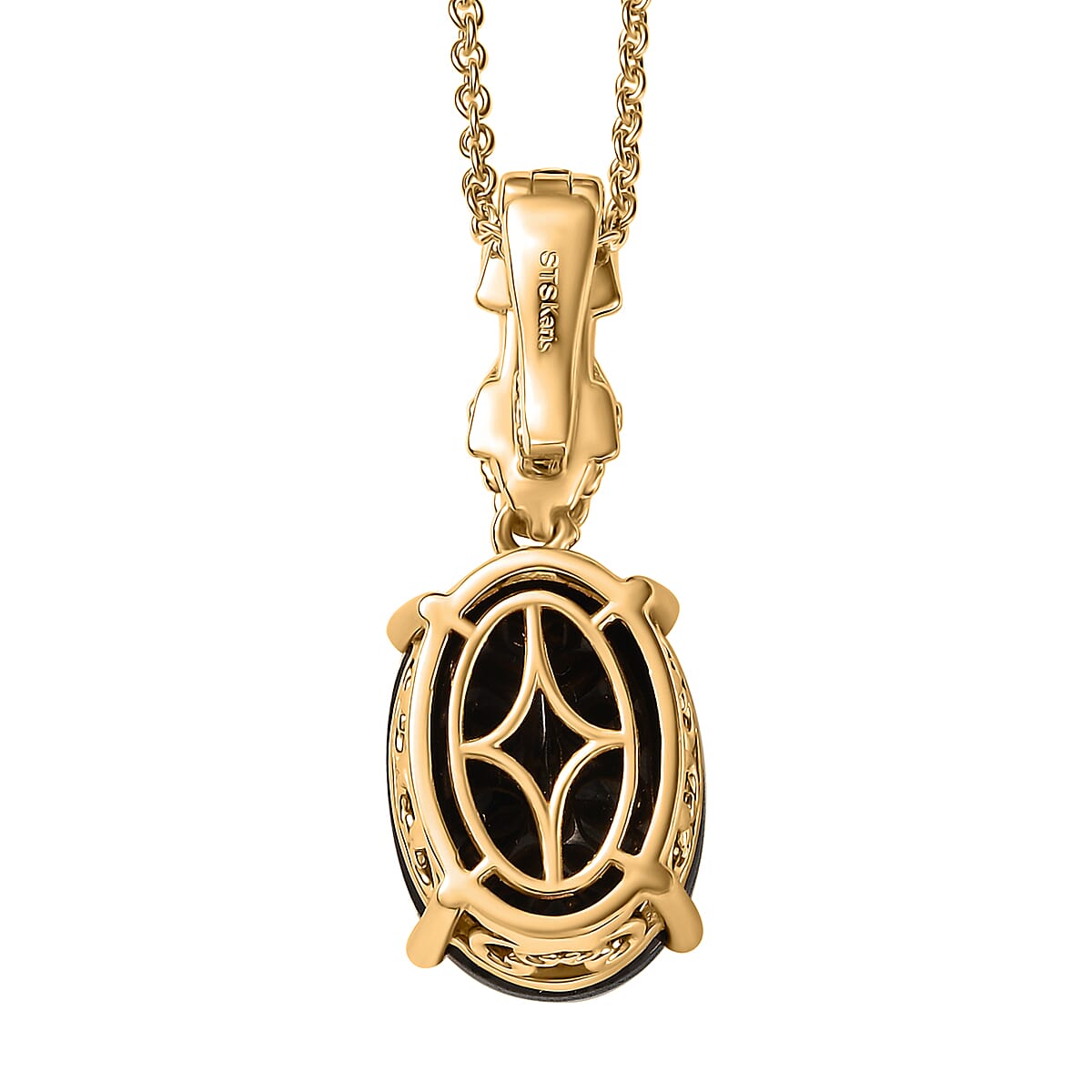 EverTrue Elite Shungite 6.85 ctw Pendant in 18K YG Plated with ION Plated YG Stainless Steel Necklace 20 Inches 