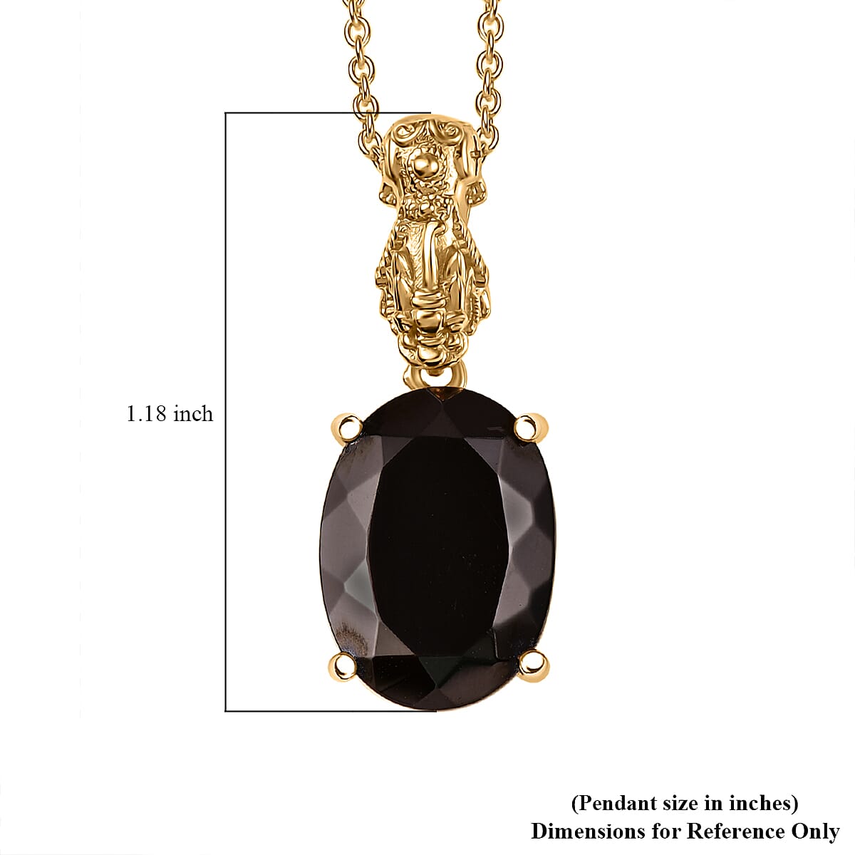 EverTrue Elite Shungite 6.85 ctw Pendant in 18K YG Plated with ION Plated YG Stainless Steel Necklace 20 Inches 