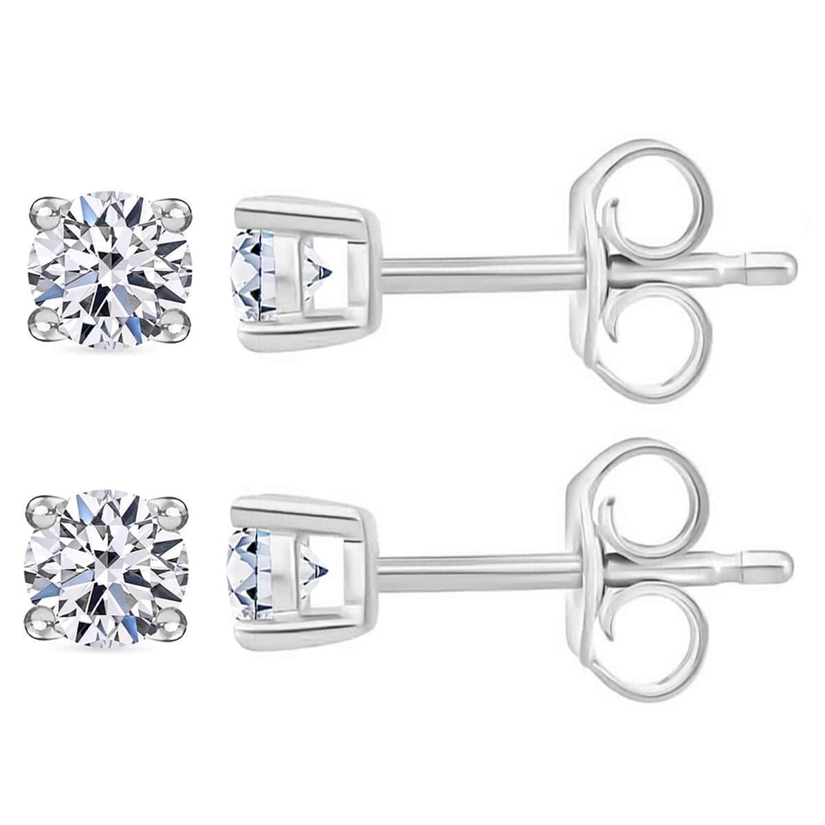 Set of 2 Luxuriant Lab Grown Diamond G-H SI 2.00 ctw Stud Earrings in Platinum Over Sterling Silver image number 0