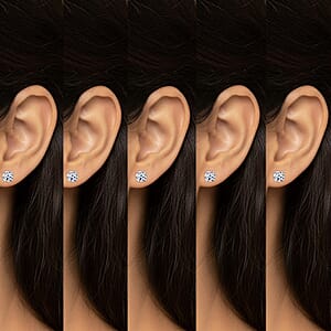 Set of 5 Luxuriant Lab Grown Diamond G-H SI 2.50 ctw Solitaire Stud Earrings in Platinum Over Sterling Silver