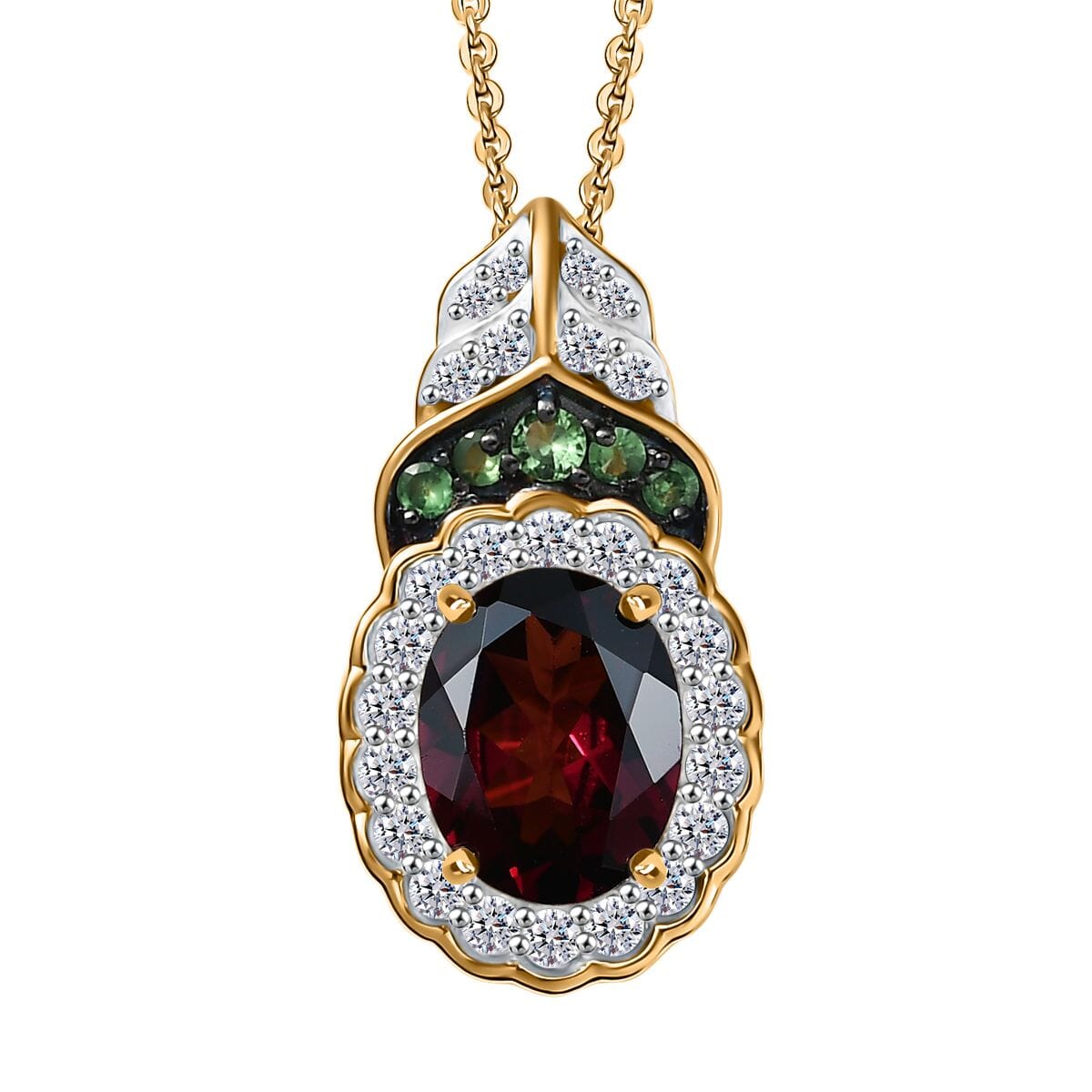 D'Joy Orissa Rhodolite Garnet and Multi Gemstone 2.75 ctw Pendant Necklace 20 Inches in 18K Vermeil Yellow Gold Over Sterling Silver image number 0