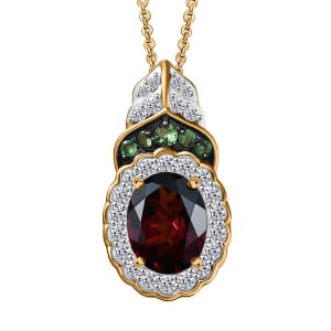D'Joy Orissa Rhodolite Garnet and Multi Gemstone 2.75 ctw Pendant Necklace 20 Inches in 18K Vermeil Yellow Gold Over Sterling Silver
