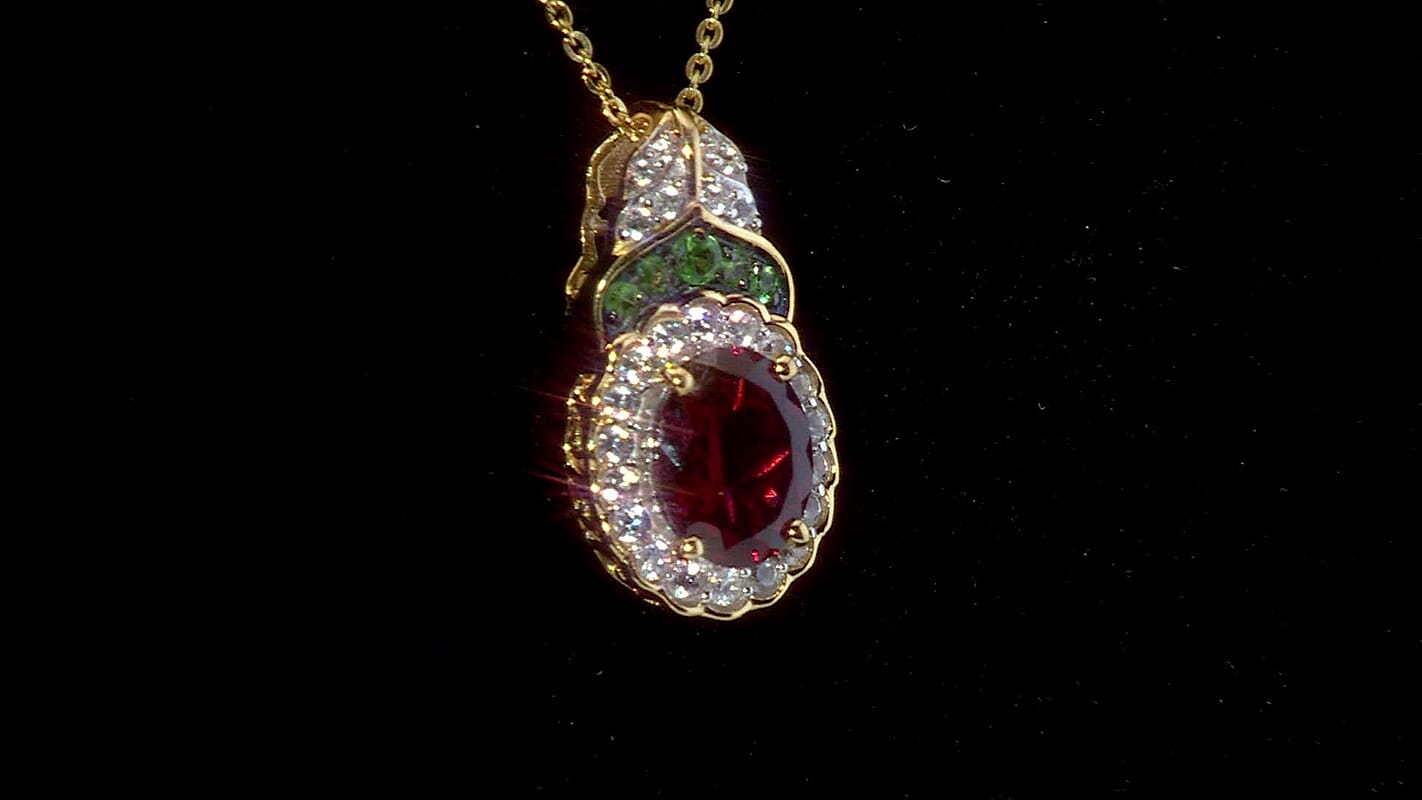 D'Joy Orissa Rhodolite Garnet, Multi Gemstone Pendant Necklace (20 Inches) in 18K Vermeil YG Over Sterling Silver 2.75 ctw