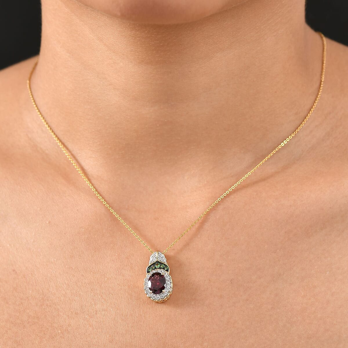 D'Joy Orissa Rhodolite Garnet and Multi Gemstone 2.75 ctw Pendant Necklace 20 Inches in 18K Vermeil Yellow Gold Over Sterling Silver image number 2