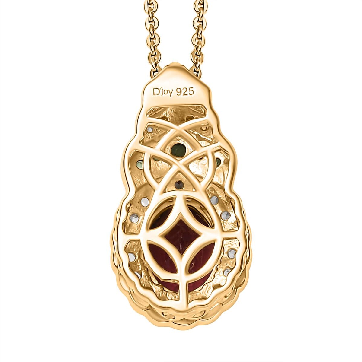 D'Joy Orissa Rhodolite Garnet and Multi Gemstone 2.75 ctw Pendant Necklace 20 Inches in 18K Vermeil Yellow Gold Over Sterling Silver image number 4