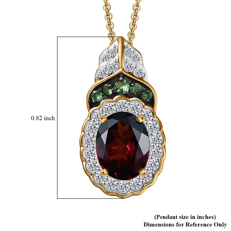 D'Joy Orissa Rhodolite Garnet and Multi Gemstone 2.75 ctw Regal Bloom Pendant Necklace 20 Inches in 18K Vermeil Yellow Gold Over Sterling Silver