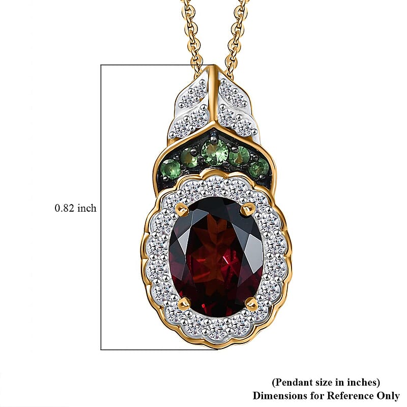D'Joy Orissa Rhodolite Garnet and Multi Gemstone 2.75 ctw Regal Bloom Pendant Necklace 20 Inches in 18K Vermeil Yellow Gold Over Sterling Silver