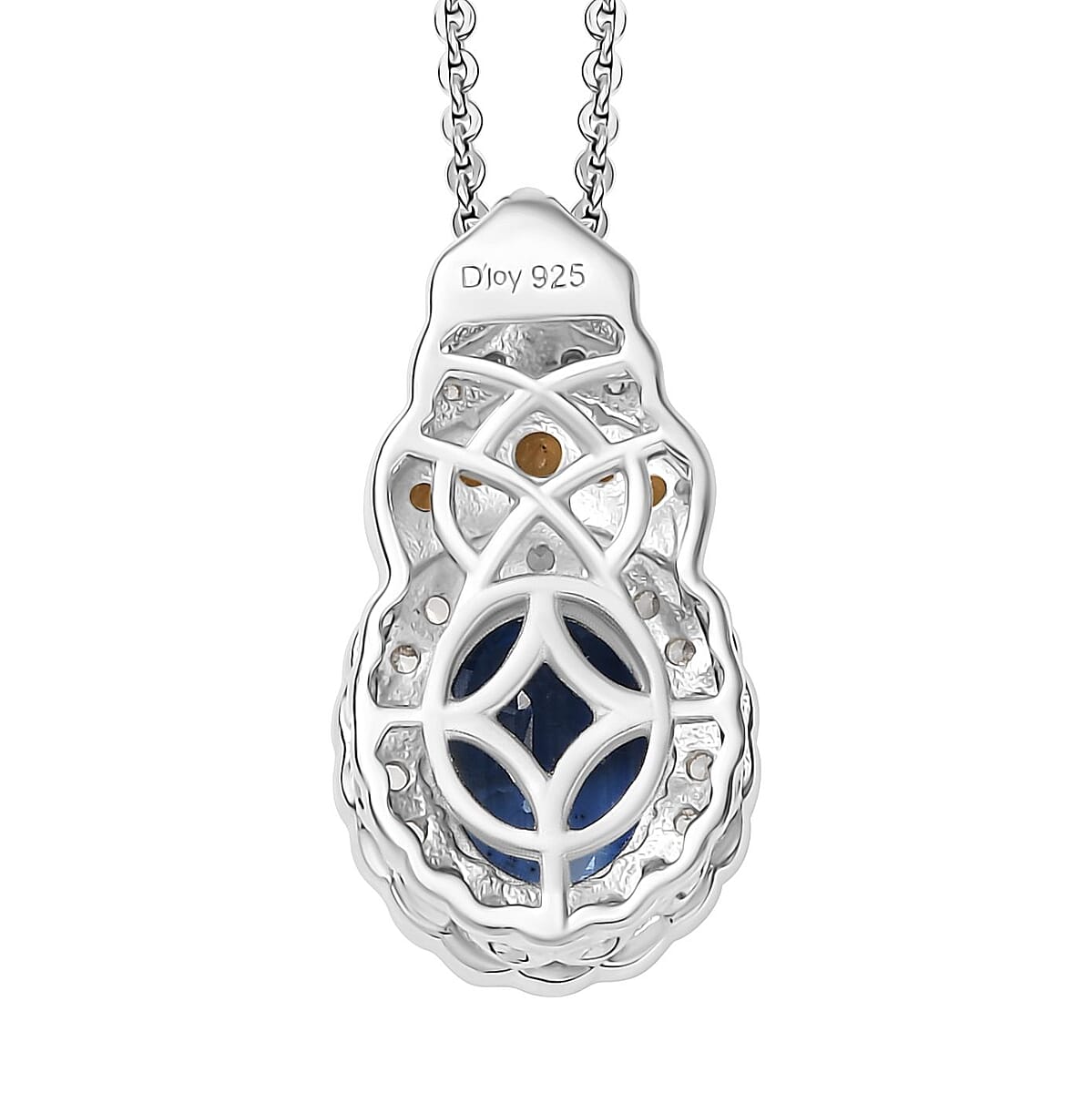 D'Joy Kashmir Kyanite and Multi Gemstone 2.90 ctw Regal Bloom Pendant Necklace 20 Inches in Rhodium Over Sterling Silver image number 4