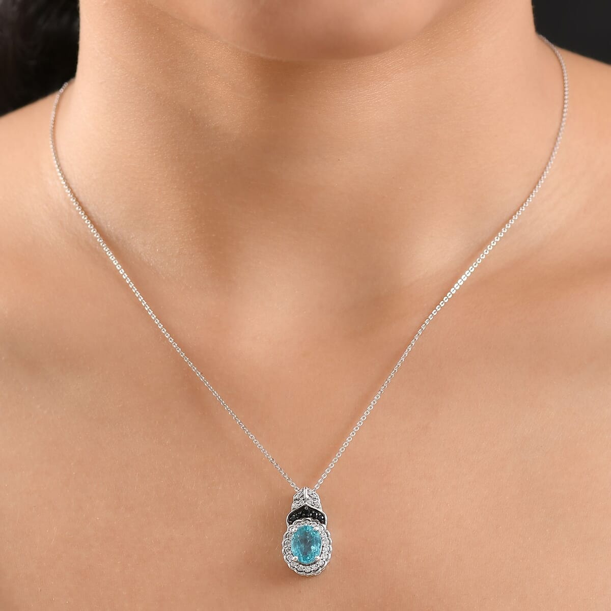D'Joy Betroka Blue Apatite and Multi Gemstone 2.55 ctw Pendant Necklace 20 inches in Rhodium Over Sterling Silver image number 2