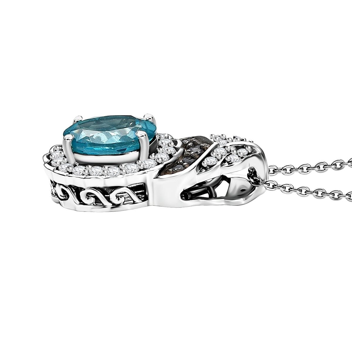 D'Joy Betroka Blue Apatite and Multi Gemstone 2.55 ctw Pendant Necklace 20 inches in Rhodium Over Sterling Silver image number 3
