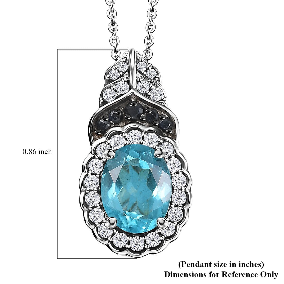 D'Joy Betroka Blue Apatite and Multi Gemstone 2.55 ctw Regal Bloom Pendant Necklace 20 inches in Rhodium Over Sterling Silver
