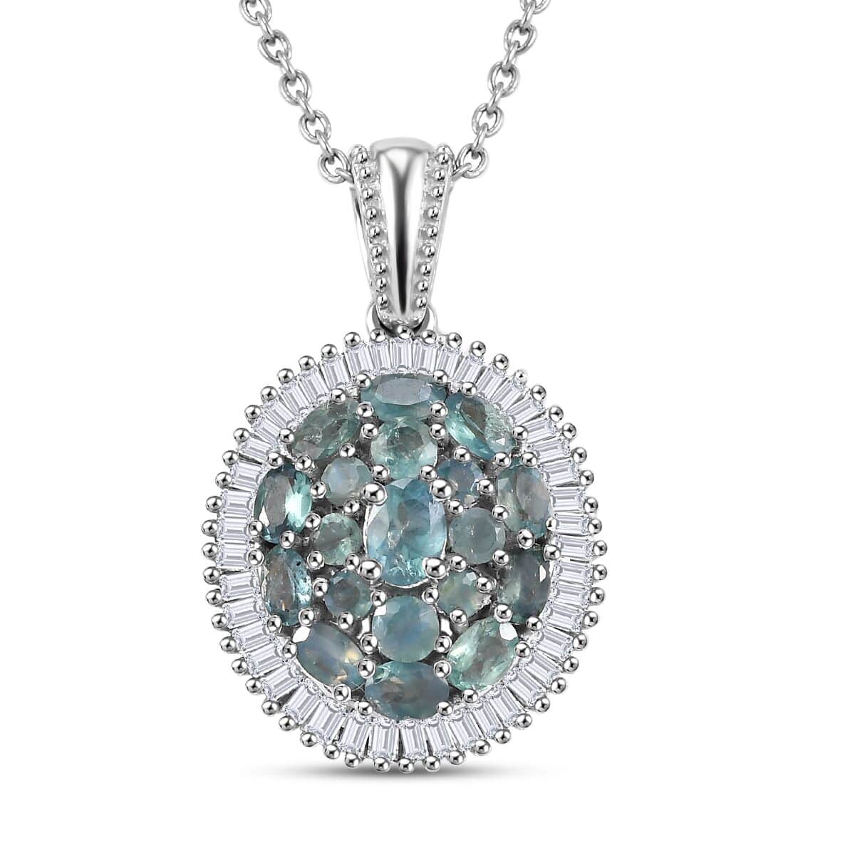 Narsipatnam Alexandrite and Diamond 1.50 ctw Blooming Radiance Pendant Necklace in Rhodium Over Sterling Silver 20 Inches image number 0