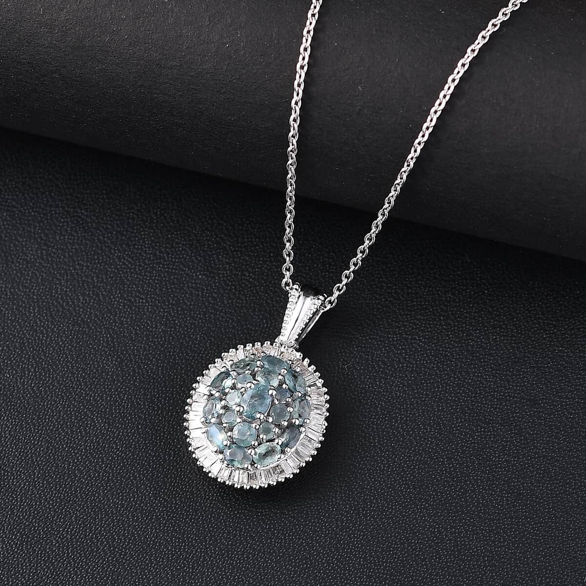 Narsipatnam Alexandrite and Diamond 1.50 ctw Blooming Radiance Pendant Necklace in Rhodium Over Sterling Silver 20 Inches image number 1