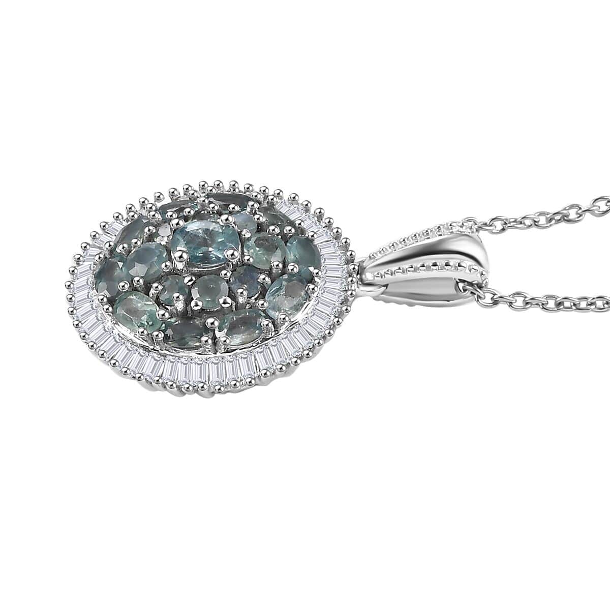 Narsipatnam Alexandrite and Diamond 1.50 ctw Blooming Radiance Pendant Necklace in Rhodium Over Sterling Silver 20 Inches image number 3