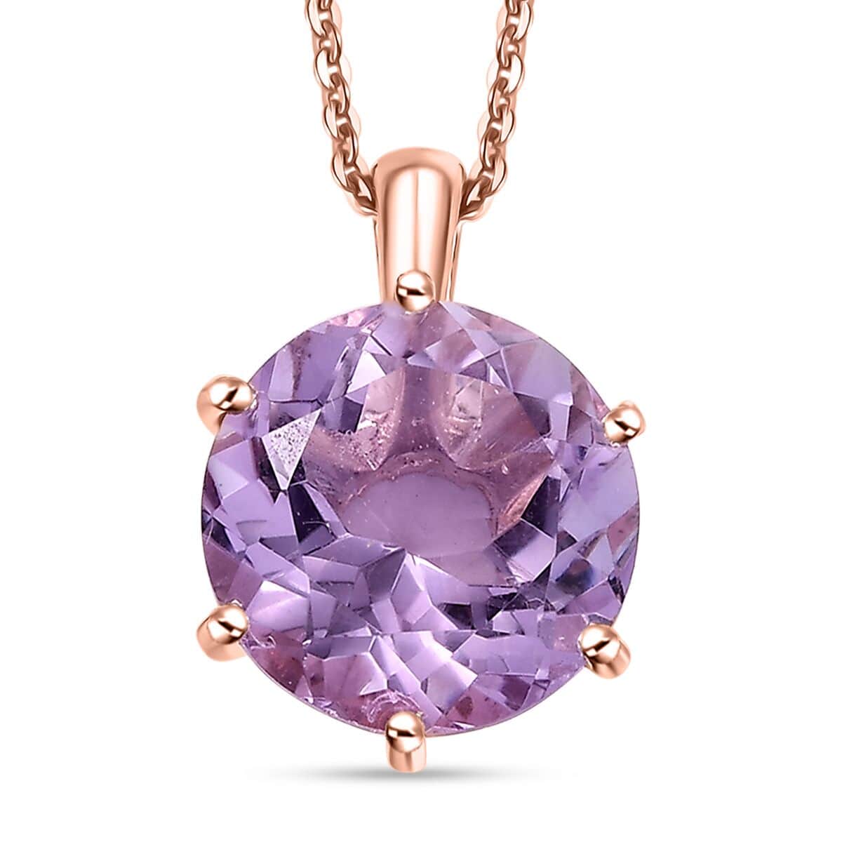 Rose De France Amethyst 5.85 ctw Pendant Necklace in 18K Vermeil Rose Gold Over Sterling Silver 20 Inches image number 0