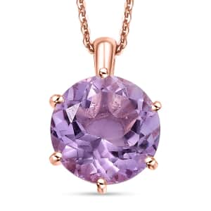 Rose De France Amethyst 5.85 ctw Pendant Necklace in 18K Vermeil Rose Gold Over Sterling Silver 20 Inches