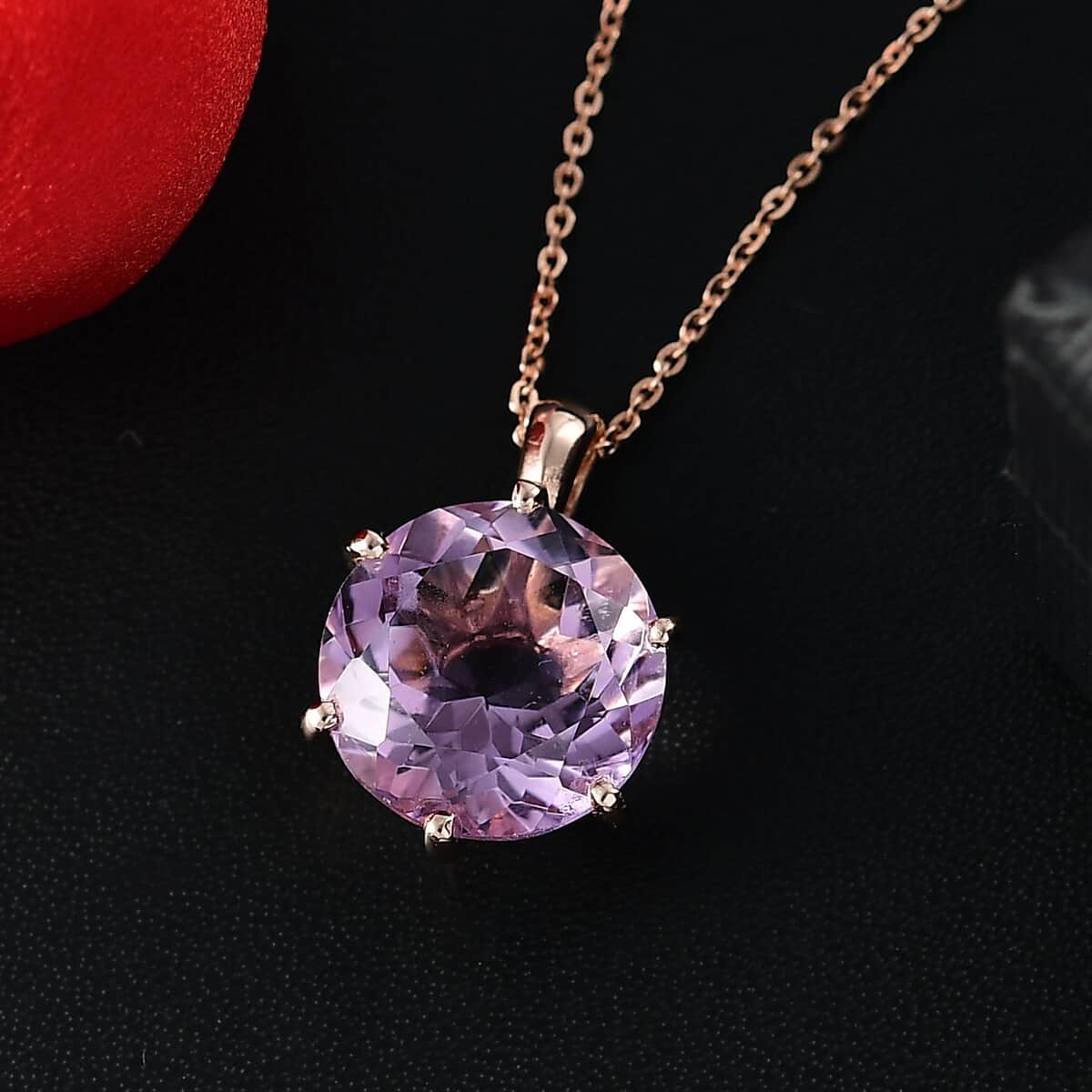 Rose De France Amethyst 5.85 ctw Pendant Necklace in 18K Vermeil Rose Gold Over Sterling Silver 20 Inches image number 1