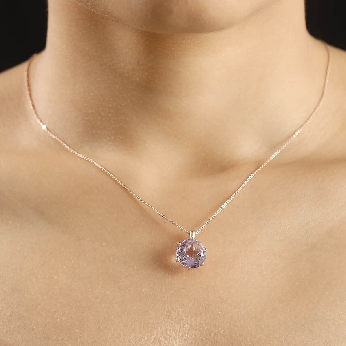 Rose De France Amethyst 5.85 ctw Pendant Necklace in 18K Vermeil Rose Gold Over Sterling Silver 20 Inches image number 2