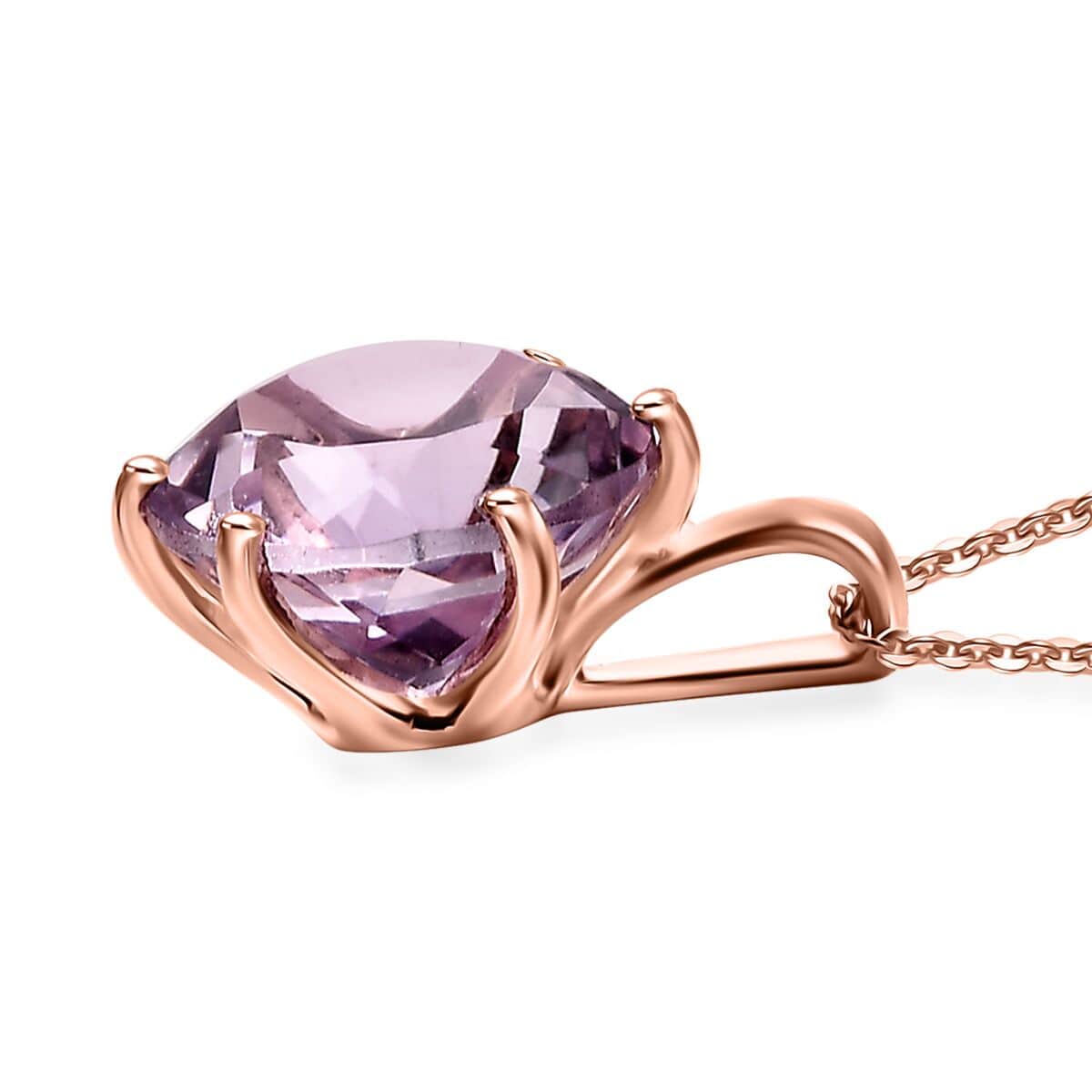 Rose De France Amethyst 5.85 ctw Pendant Necklace in 18K Vermeil Rose Gold Over Sterling Silver 20 Inches image number 3