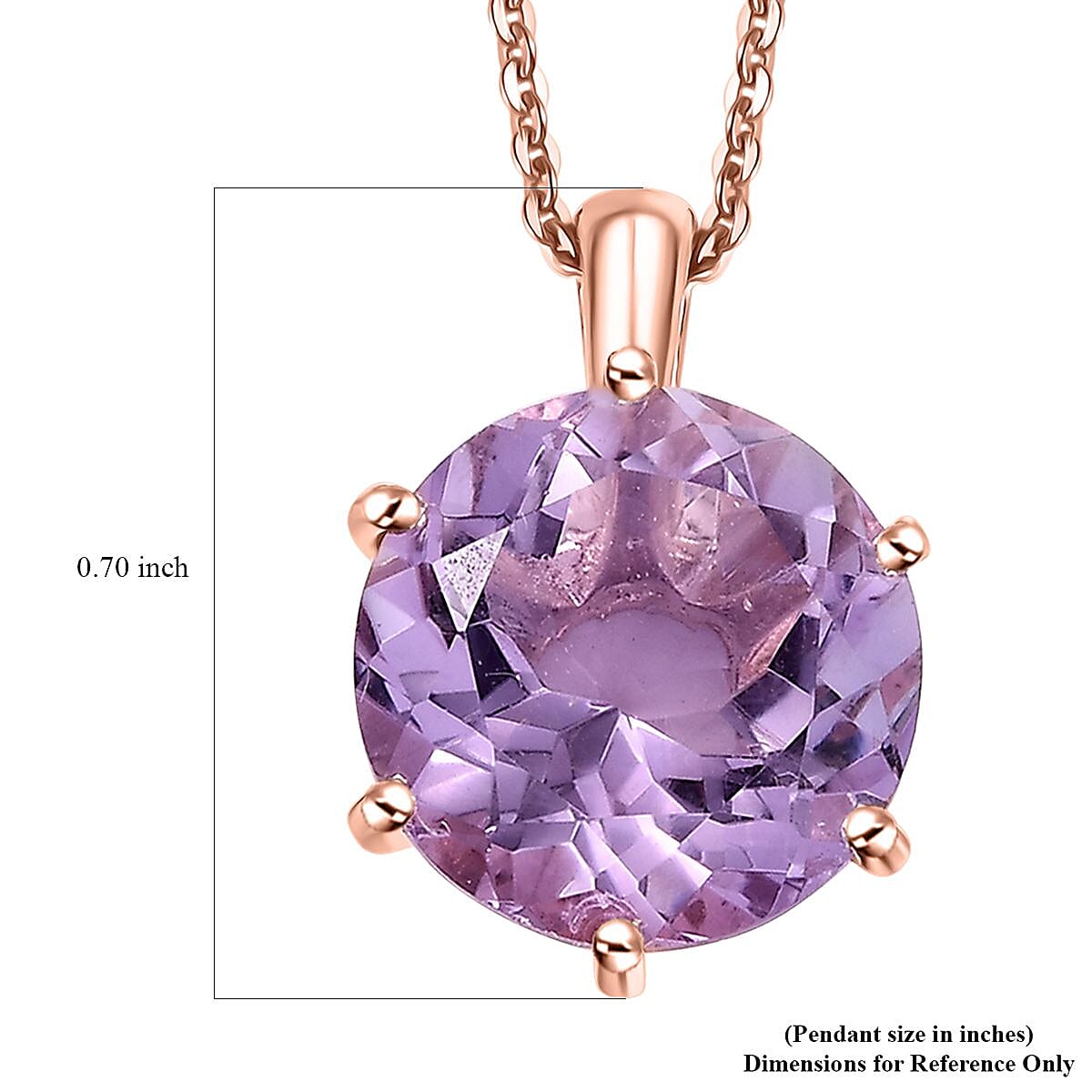 Rose De France Amethyst 5.85 ctw Pendant Necklace in 18K Vermeil Rose Gold Over Sterling Silver 20 Inches