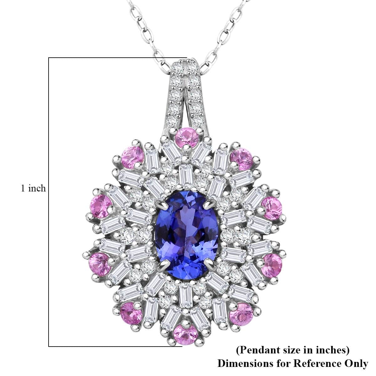 AAA Tanzanite and Multi Gemstone 1.90 ctw Blushing Radiance Pendant Necklace in Rhodium Over Sterling Silver 20 Inches image number 1