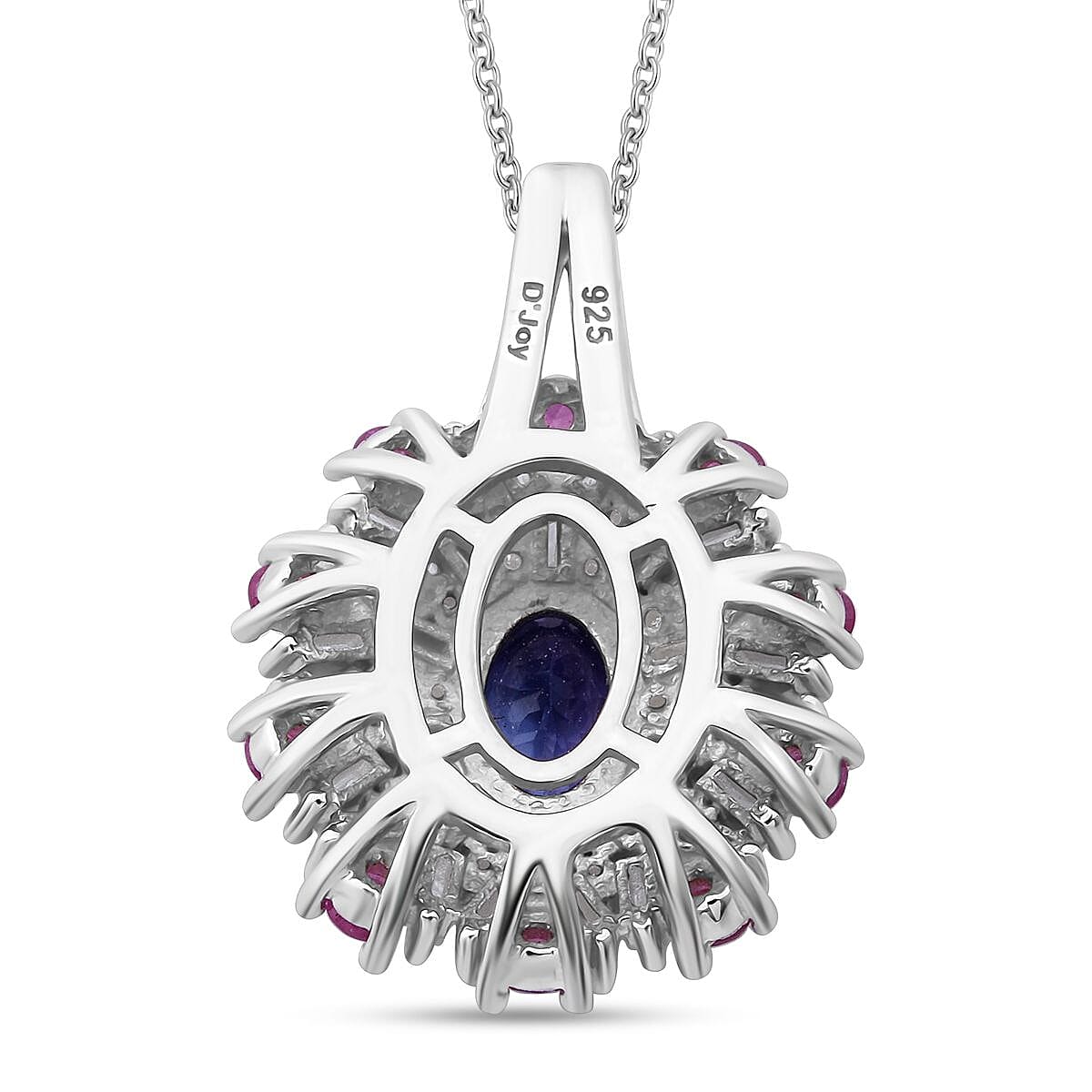 AAA Tanzanite and Multi Gemstone 1.90 ctw Blushing Radiance Pendant Necklace in Rhodium Over Sterling Silver 20 Inches