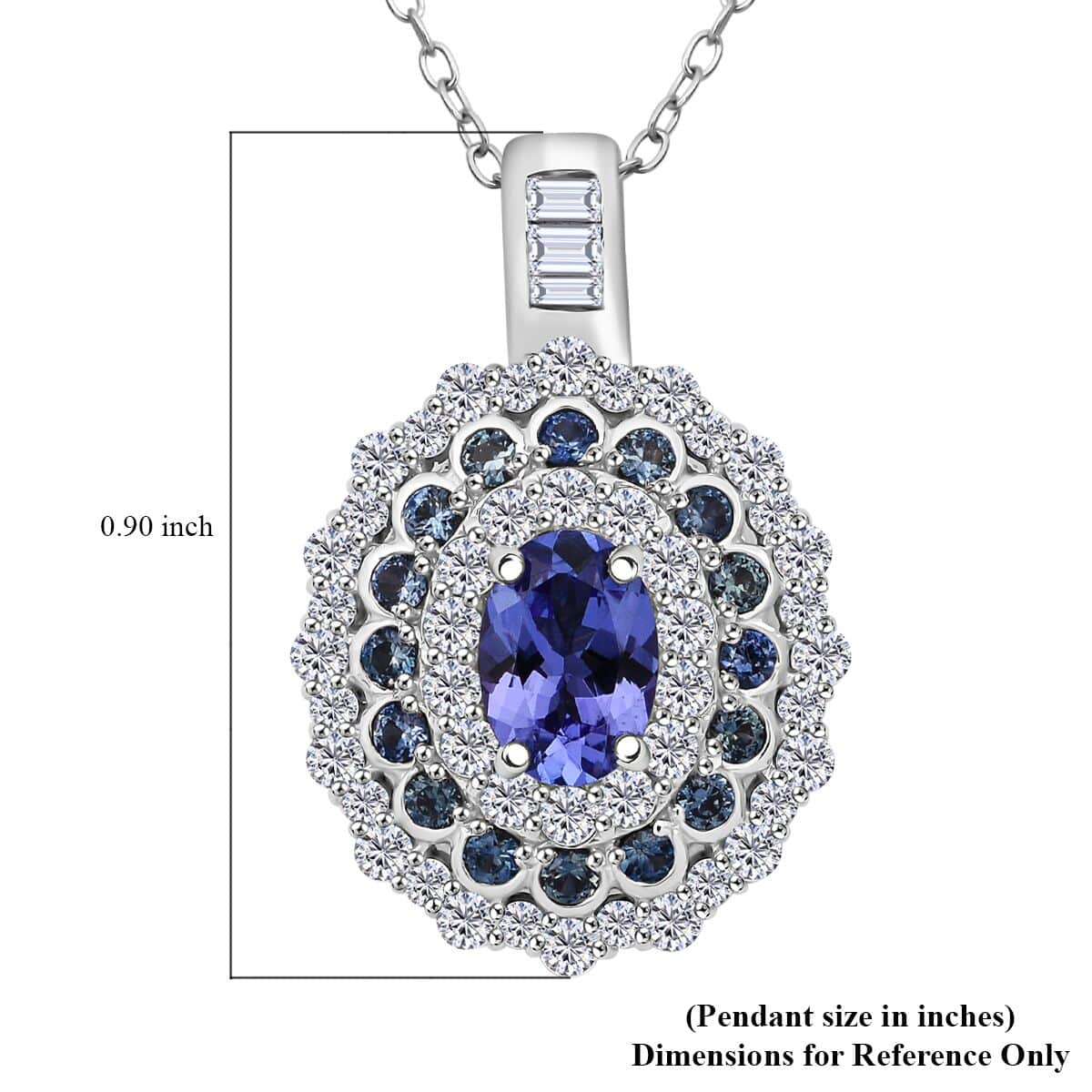 AAA Tanzanite and Multi Gemstone 1.75 ctw Regal Eclipse Pendant Necklace in Rhodium Over Sterling Silver 20 Inches image number 5