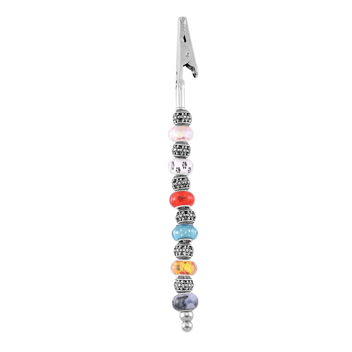 Set of 2 Murano Resin Bead Bracelet Buddy in Silvertone and Stainless Steel Magnet Lock image number 2