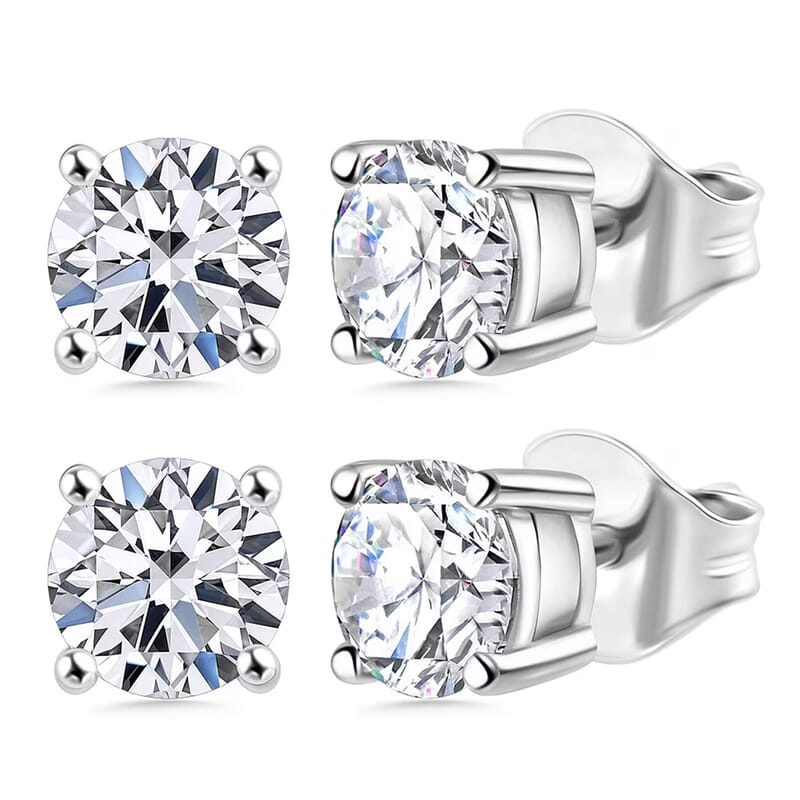 Set of 2, Luxuriant Lab Grown Diamond G SI1 2.00 ctw Solitaire Stud Earrings in 14K White Gold