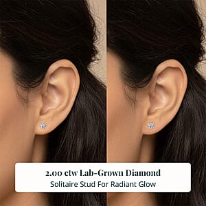 Set of 2, Luxuriant Lab Grown Diamond G SI1 2.00 ctw Solitaire Stud Earrings in 14K White Gold
