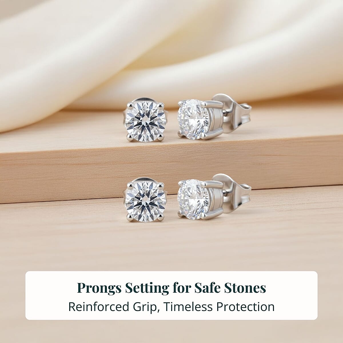 Set of 2, Luxuriant Lab Grown Diamond G SI1 2.00 ctw Solitaire Stud Earrings in 14K White Gold image number 5