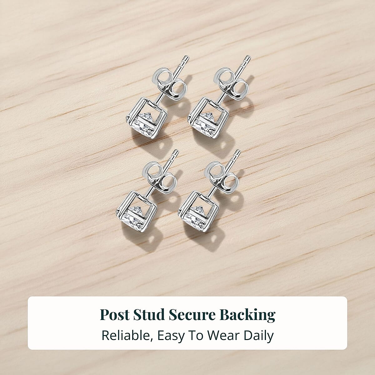 Set of 2, Luxuriant Lab Grown Diamond G SI1 2.00 ctw Solitaire Stud Earrings in 14K White Gold image number 6