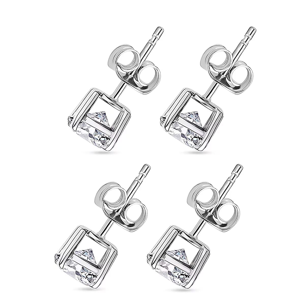 Set of 2, Luxuriant Lab Grown Diamond G SI1 2.00 ctw Solitaire Stud Earrings in 14K White Gold image number 7