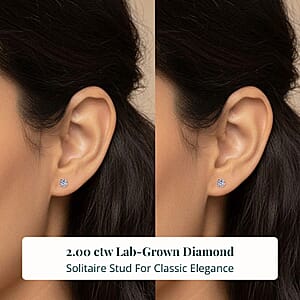 Set of 2 Luxuriant Lab Grown Diamond G SI1 2.00 ctw Solitaire Stud Earrings in 14K Yellow Gold