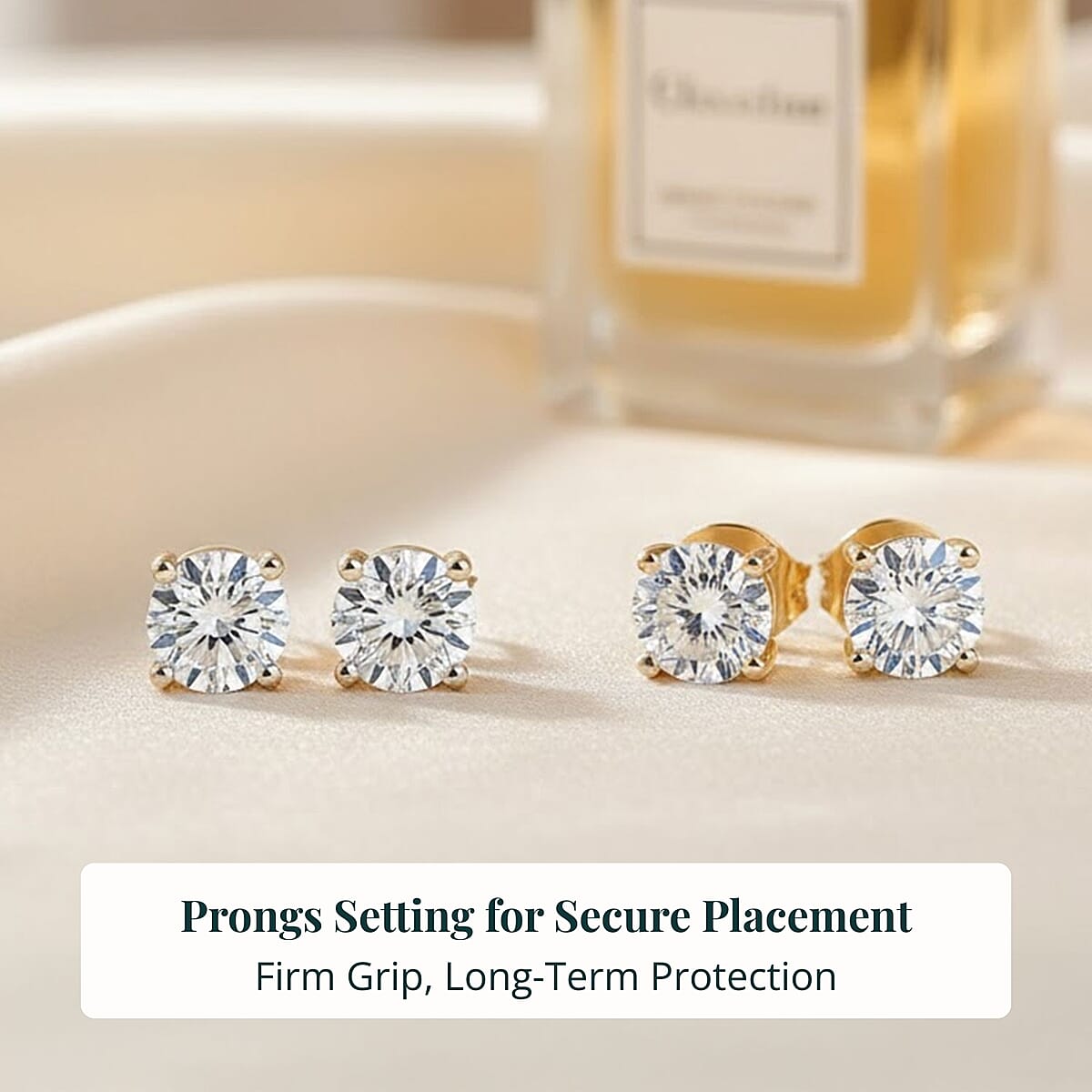 Set of 2 Luxuriant Lab Grown Diamond G SI1 2.00 ctw Solitaire Stud Earrings in 14K Yellow Gold image number 5