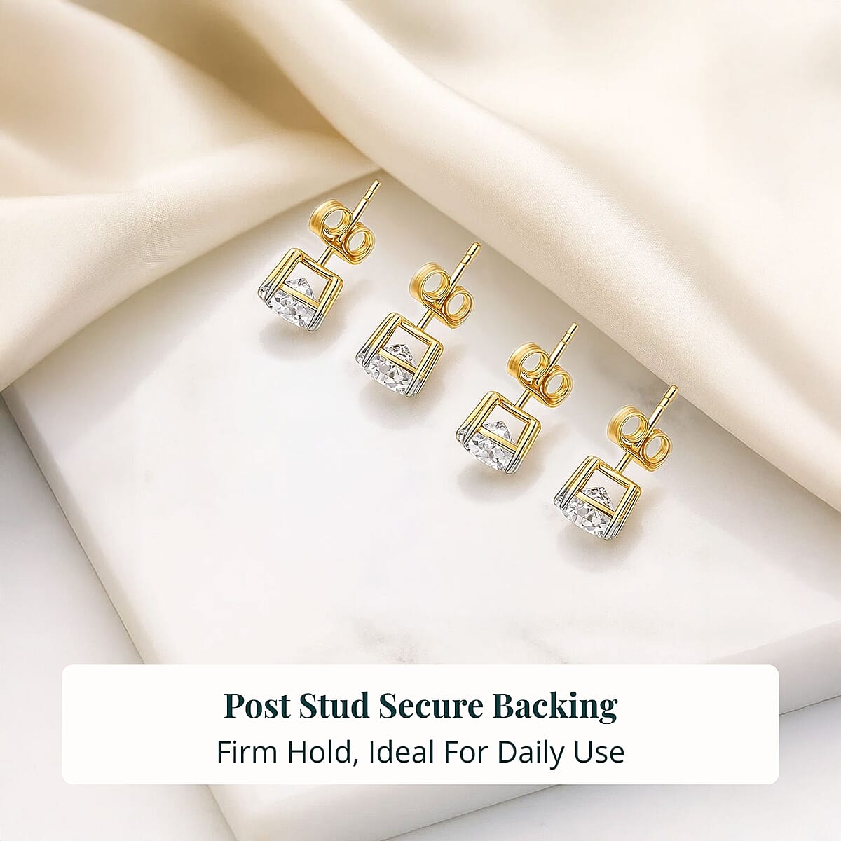 Set of 2 Luxuriant Lab Grown Diamond G SI1 2.00 ctw Solitaire Stud Earrings in 14K Yellow Gold image number 6