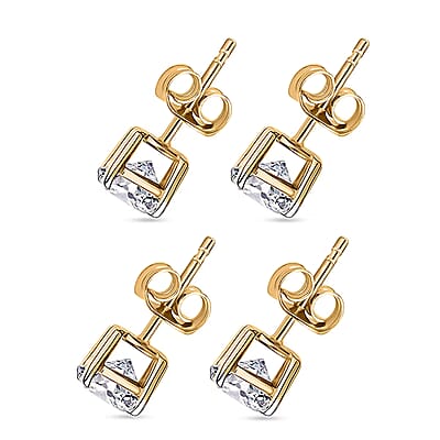Set of 2 Luxuriant Lab Grown Diamond G SI1 2.00 ctw Solitaire Stud Earrings in 14K Yellow Gold