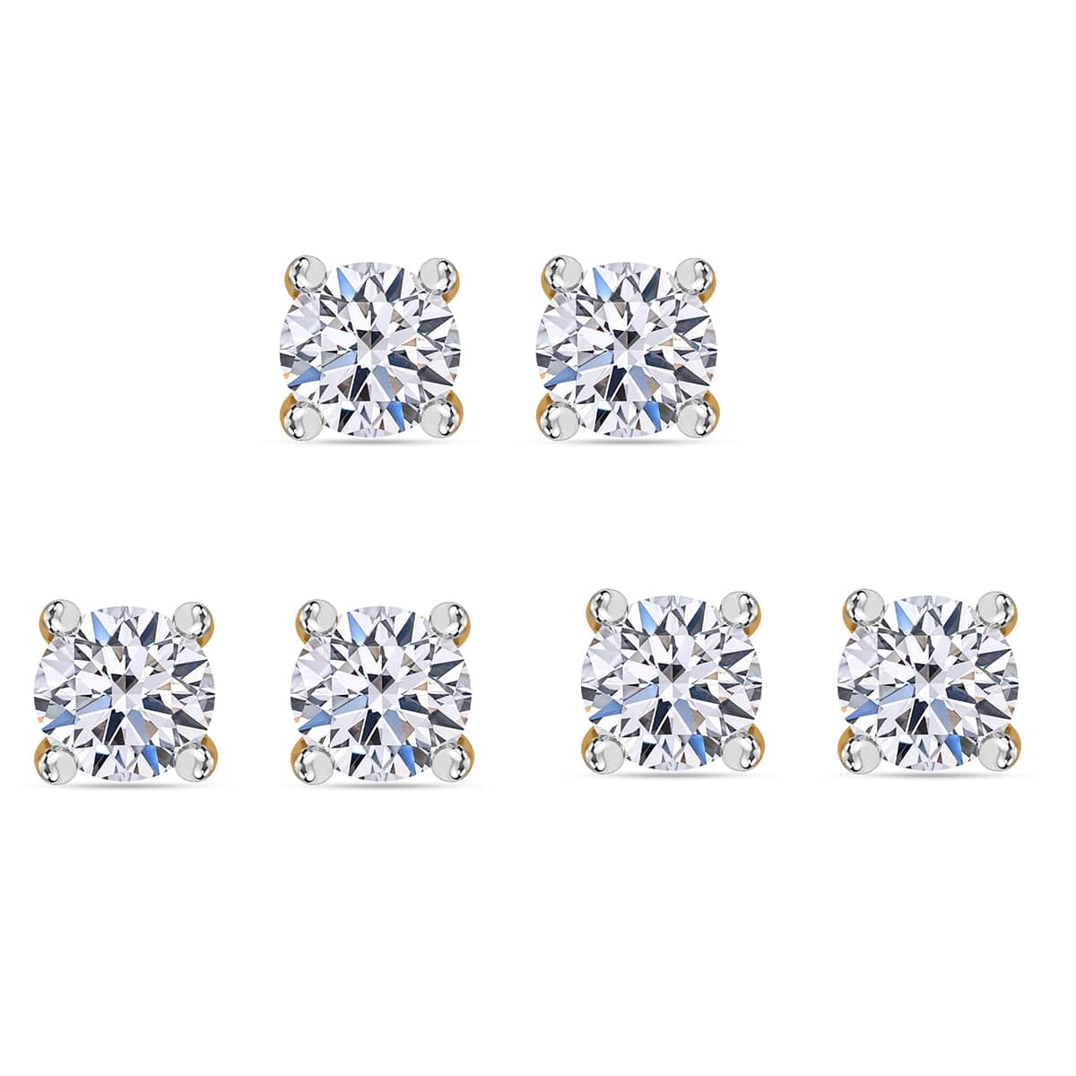 Set of 3, Luxuriant Lab Grown Diamond G SI1 3.00 ctw Solitaire Stud Earrings in 14K Yellow Gold image number 0