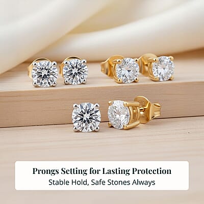 Set of 3, Luxuriant Lab Grown Diamond G SI1 3.00 ctw Solitaire Stud Earrings in 14K Yellow Gold
