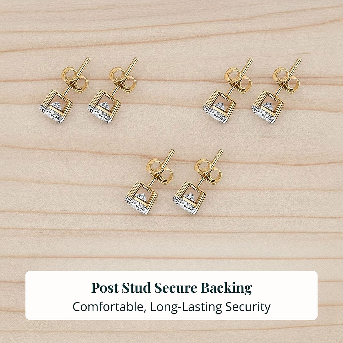 Set of 3, Luxuriant Lab Grown Diamond G SI1 3.00 ctw Solitaire Stud Earrings in 14K Yellow Gold image number 6