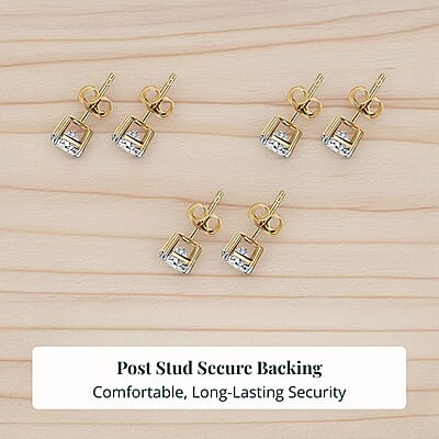 Set of 3, Luxuriant Lab Grown Diamond G SI1 3.00 ctw Solitaire Stud Earrings in 14K Yellow Gold