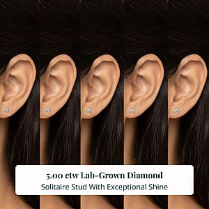 Set of 5, Luxuriant Lab Grown Diamond G SI1 5.00 ctw Solitaire Stud Earrings in 14K Yellow Gold