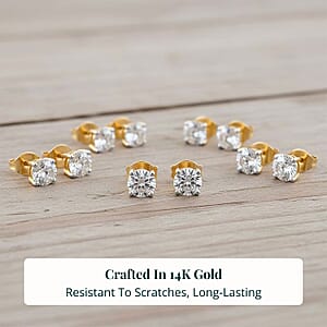 Set of 5, Luxuriant Lab Grown Diamond G SI1 5.00 ctw Solitaire Stud Earrings in 14K Yellow Gold