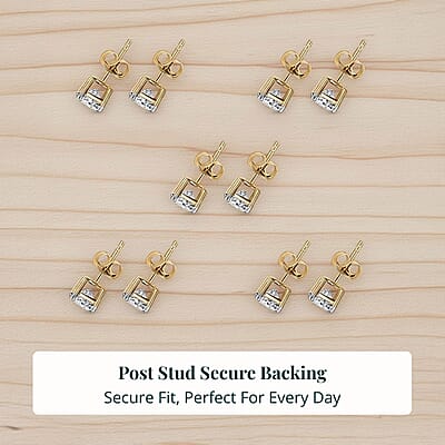 Set of 5, Luxuriant Lab Grown Diamond G SI1 5.00 ctw Solitaire Stud Earrings in 14K Yellow Gold