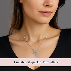Luxuriant Lab Grown Diamond G-H SI 0.20 ctw Heart Dancing Pendant Necklace in Rhodium Over Sterling Silver 20 Inches