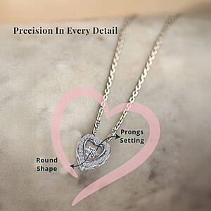 Luxuriant Lab Grown Diamond G-H SI 0.20 ctw Heart Dancing Pendant Necklace in Rhodium Over Sterling Silver 20 Inches