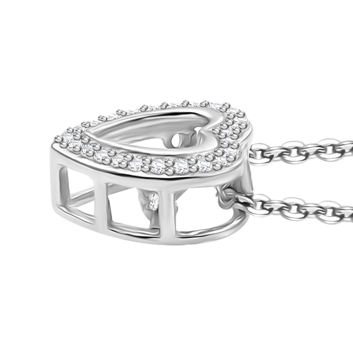 Luxuriant Lab Grown Diamond SI 0.20 ctw Heart Dancing Pendant Necklace in Rhodium Over Sterling Silver 20 Inches image number 3