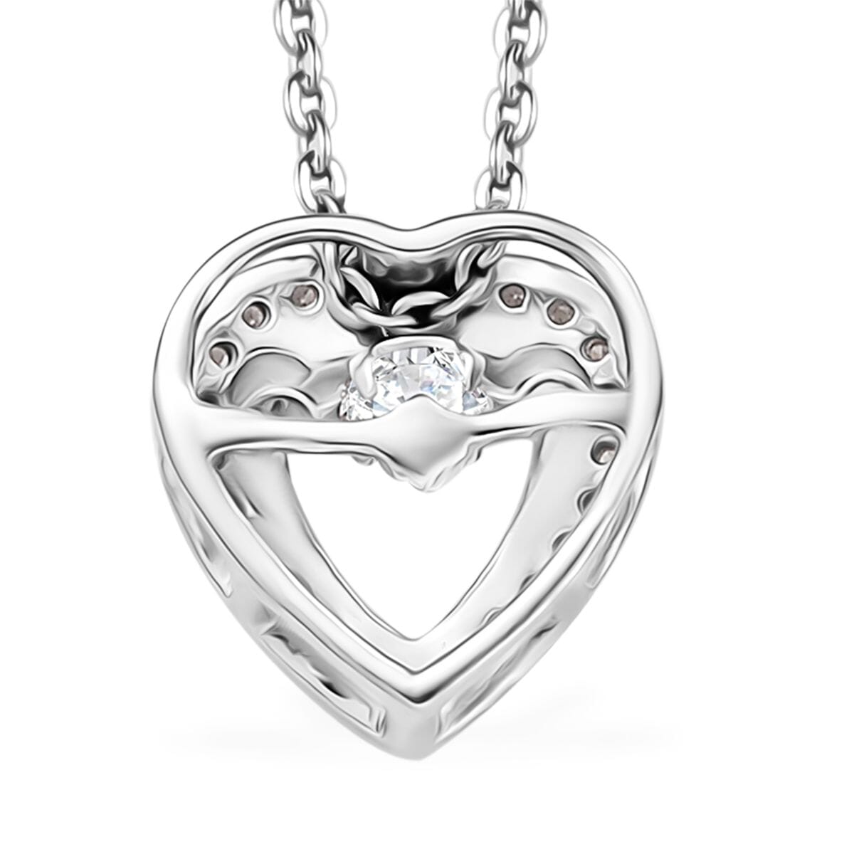 Luxuriant Lab Grown Diamond SI 0.20 ctw Heart Dancing Pendant Necklace in Rhodium Over Sterling Silver 20 Inches image number 4