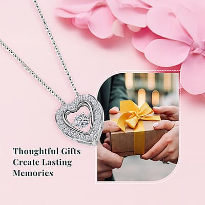 Luxuriant Lab Grown Diamond G-H SI 0.20 ctw Heart Dancing Pendant Necklace in Rhodium Over Sterling Silver 20 Inches