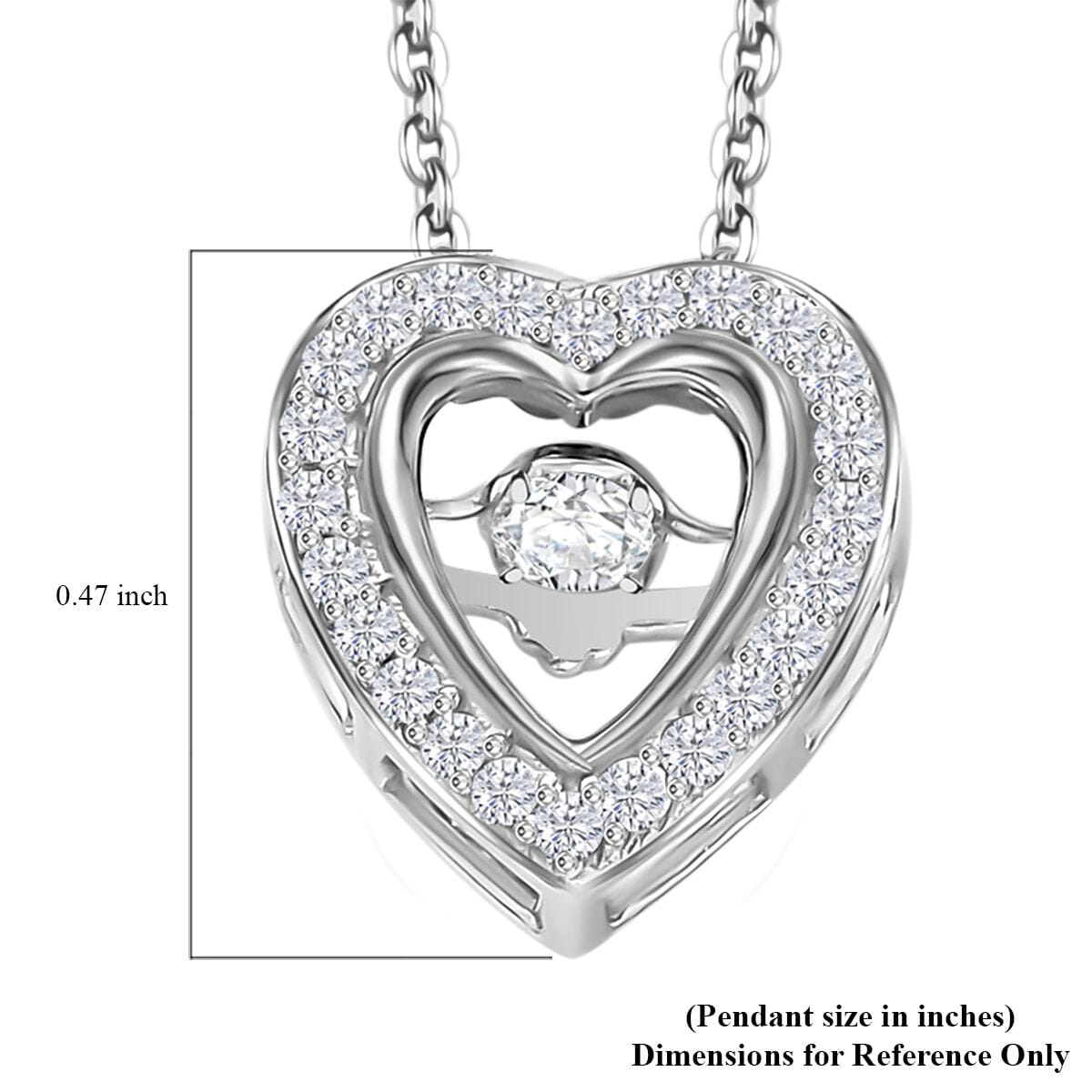Luxuriant Lab Grown Diamond SI 0.20 ctw Heart Dancing Pendant Necklace in Rhodium Over Sterling Silver 20 Inches image number 6